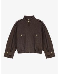 Maje - Herringbone Oversized-Fit Wool-Blend Jacket - Lyst