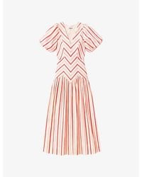 Ro&zo - Willow Stripe-Print Cotton Midi Dress - Lyst