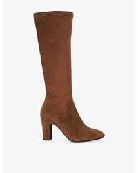Dune - Simple Faux-Suede Heeled Knee-High Boots - Lyst