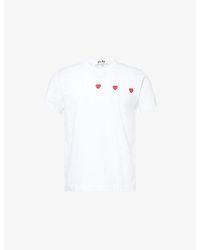 COMME DES GARÇONS PLAY - Triple Heart Graphic-Print Crewneck Cotton T-Shirt - Lyst