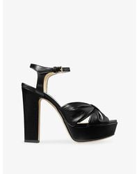 Jimmy Choo - Heloise 120 Bow-Embellished Leather Platform-Heeled Sandals - Lyst