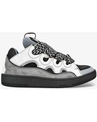 Lanvin - Curb Multi-lace Leather, Suede And Mesh Trainers - Lyst