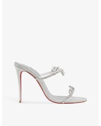 Christian Louboutin - Just Queen 100 Crystal-embellished Leather Heeled Sandals - Lyst
