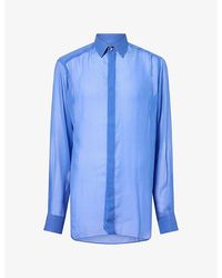 Tom Ford - Striped Sheer Long Sleeve Silk Shirt - Lyst