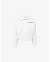 Sporty & Rich - Syracuse Logo-Embroidered Cotton-Jersey Polo Sweatshirt - Lyst