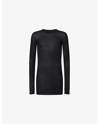 Rick Owens - Long-Sleeve Ribbed Silk-Blend T-Shirt - Lyst