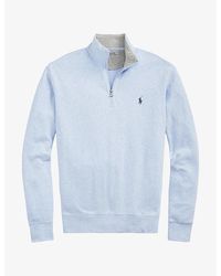 Polo Ralph Lauren - Brand-Embroidered Half-Zip Cotton-Blend Sweatshirt - Lyst