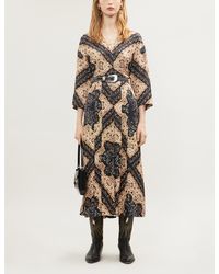 Sandro Paisley And Floral-print Woven Dress - Black