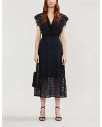 Sandro Emeline Lace Midi Dress - Blue
