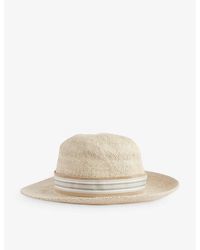Eleventy - Stripe-trimmed Paper-woven Hat - Lyst