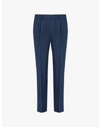 Corneliani - Structured-waistband Regular-fit Straight-leg Linen Trousers - Lyst