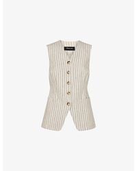Whistles - Striped V-Neck Linen Waistcoat - Lyst