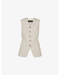 Whistles - Striped V-Neck Linen Waistcoat - Lyst