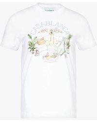 Casablancabrand - Les Airs Graphic-print Organic Cotton-jersey T-shirt - Lyst