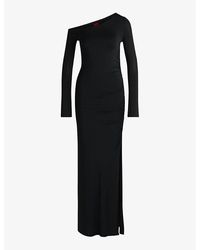 HUGO - Long-Sleeved Split-Hem Stretch-Jersey Maxi Dress - Lyst