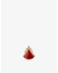 BVLGARI - Divas' Dream 18Ct Rose- Carnelian And 0.01Ct Pavé-Diamond Stud Earring - Lyst