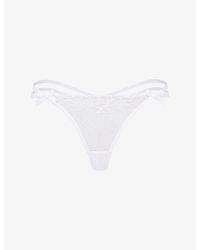 Agent Provocateur - Rosia Bow-Embroidered Mid-Rise Woven Thong - Lyst