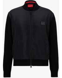 HUGO - Contrasting-panelled Shell And Organic-cotton Filled Bomber Jacket X - Lyst