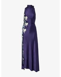 Rabanne - Floral-Embroidered Jersey Maxi Dress - Lyst