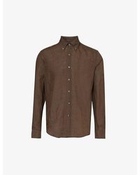 Oscar Jacobson - Signature Button-down Collar Linen Shirt - Lyst