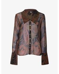 PAIGE - Rosalinda Paisley-Pattern Georgette Blouse - Lyst