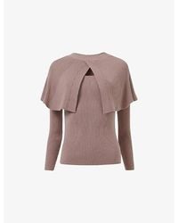 eem - Ribbed Cape-Detail Knitted Jumper - Lyst
