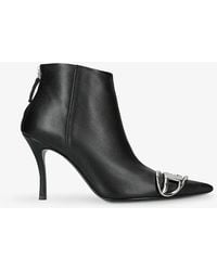 DIESEL - D-venus Brand-plaque Leather Heeled Ankle Boots - Lyst