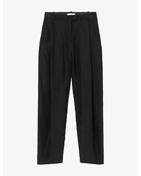 Reiss - Pleated Barrel-Leg Crepe Trousers - Lyst