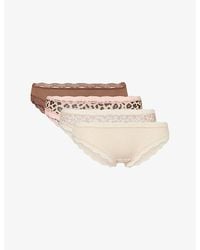 Stripe & Stare - The Original Leopard-Pattern Pack Of Four Stretch-Modal Briefs - Lyst