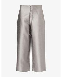 Reformation - Olina Drawstring Cropped Woven Trousers - Lyst