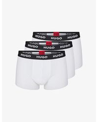 HUGO - Pack Of Three Logo-waistband Stretch-cotton Trunk - Lyst