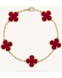 Van Cleef & Arpels Women's Yellow Gold Vintage Alhambra And Carnelian Bracelet - Red