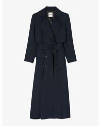 Sandro - Oversized-lapel Belted Woven Trench Coat - Lyst