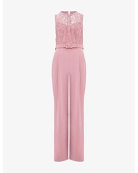 Phase Eight - Petite Ivanna Lace-Embroidered Woven Jumpsuit - Lyst