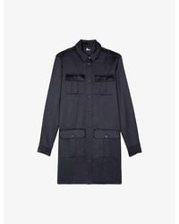 The Kooples - Patch-Pocket Button-Down Woven Mini Dress - Lyst