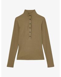 Reiss - Ida Funnel-Neck Stretch-Cotton Top - Lyst