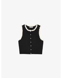 Sandro - Crochet-Trim Sleeveless Knitted Cardigan - Lyst