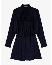 Maje - Tie-Neck Draped Satin Mini Dress - Lyst