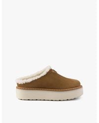 Prada - Brand-Plaque Shearling-Lined Suede Mules - Lyst