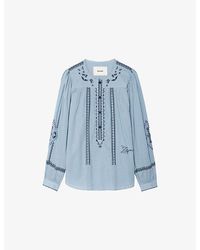 Zadig & Voltaire - Tigy Embroidered Cotton Blouse - Lyst