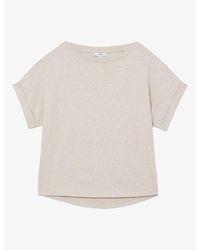 Reiss - Sia Wide-Neck Short-Sleeve Cotton T-Shirt - Lyst