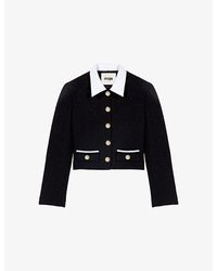 Maje - Cropped Tweed Cotton-Blend Jacket - Lyst