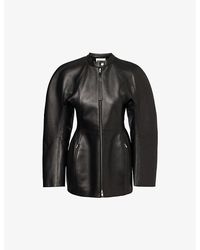 Jil Sander - Cinched-waist Zipped-pocket Leather Jacket - Lyst