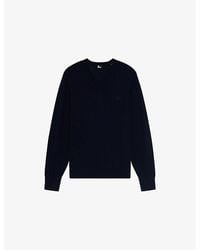 The Kooples - V-Neck Brand-Embroidered Wool Jumper - Lyst