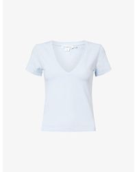 GOOD AMERICAN - V-Neck Short-Sleeves Stretch-Cotton T-Shirt - Lyst