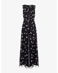 Phase Eight - Petite Maxine Polka-Dot Chiffon Jumpsuit - Lyst