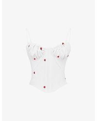 Mistress Rocks - Lace-Embroidered Corset Cotton-Blend Midi Dress - Lyst