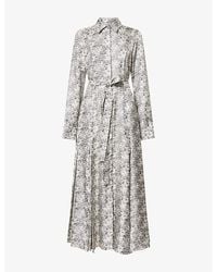 Gabriela Hearst - Galway Belted Silk Midi Shirt Dress - Lyst