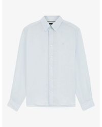 BOSS - Brand-Embroidered Long-Sleeved Linen Shirt - Lyst