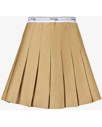 HOMMEGIRLS - Branded Waistband Mid-rise Cotton-twill Mini Skirt - Lyst
